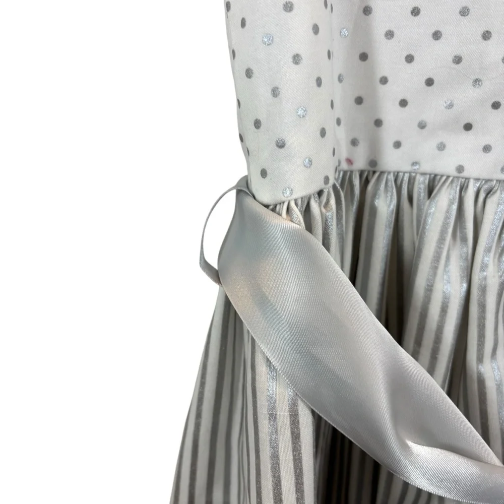 Girl’s The Bailey Boys Collared‎ Silver and White Sleeveless Dress Size 6X